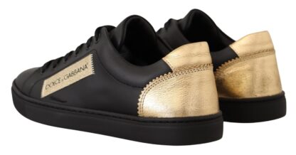 Dolce & Gabbana - Chic Black and Gold Low-top Leather Sneakers