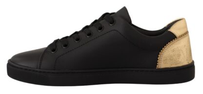 Dolce & Gabbana - Chic Black and Gold Low-top Leather Sneakers