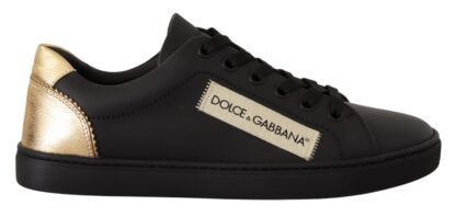 Dolce & Gabbana - Chic Black and Gold Low-top Leather Sneakers