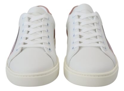 Dolce & Gabbana - Chic White Pink Leather Low-Top Sneakers