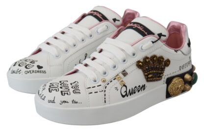 Dolce & Gabbana - Queen Crown Chic Leather Sneakers