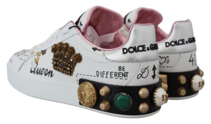 Dolce & Gabbana - Queen Crown Chic Leather Sneakers