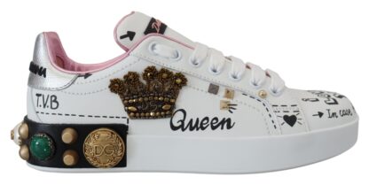 Dolce & Gabbana - Queen Crown Chic Leather Sneakers