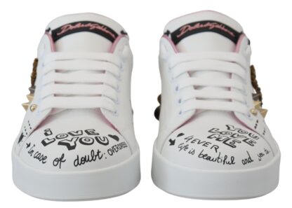 Dolce & Gabbana - Queen Crown Chic Leather Sneakers