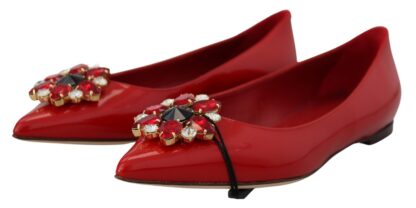 Dolce & Gabbana - Red Suede Crystal Loafers - Exquisite Elegance