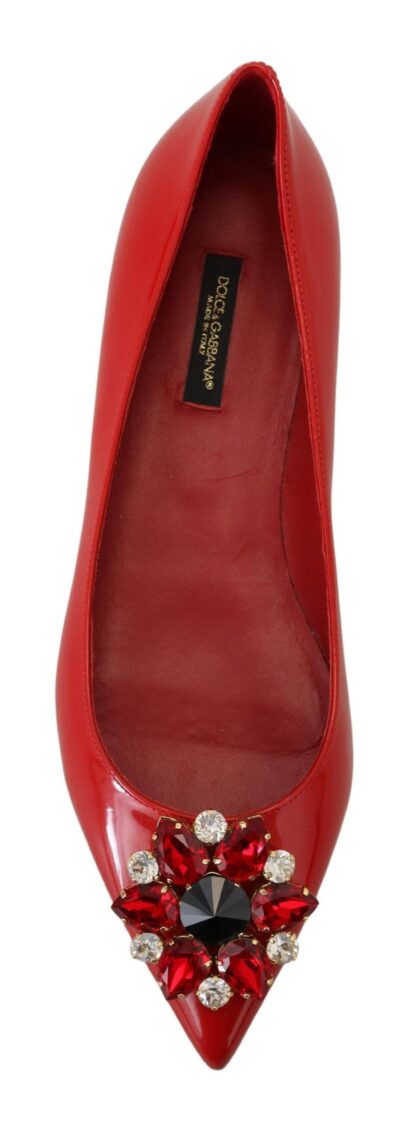 Dolce & Gabbana - Red Suede Crystal Loafers - Exquisite Elegance