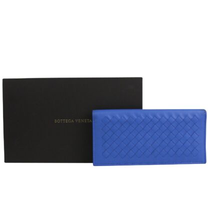 Bottega Veneta - Bottega Veneta Men's Intercciaco Blue Leather Woven Long Bifold Wallet