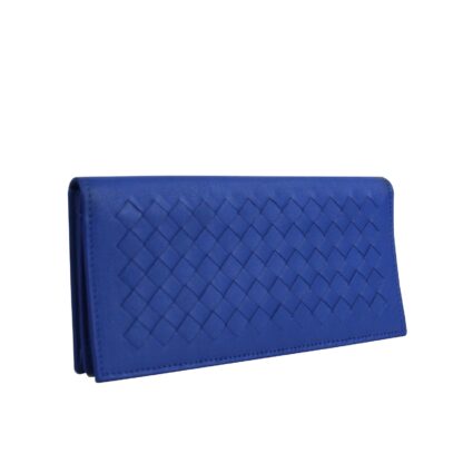 Bottega Veneta - Bottega Veneta Men's Intercciaco Blue Leather Woven Long Bifold Wallet