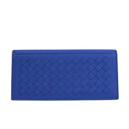 Bottega Veneta - Bottega Veneta Men's Intercciaco Blue Leather Woven Long Bifold Wallet