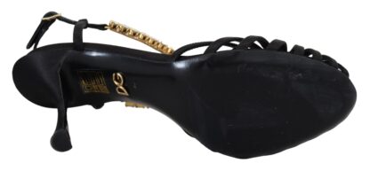 Dolce & Gabbana - Elegant Silk Blend Crystal T-Strap Heels