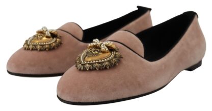 Dolce & Gabbana - Elegant Pink Velvet Devotion Loafers