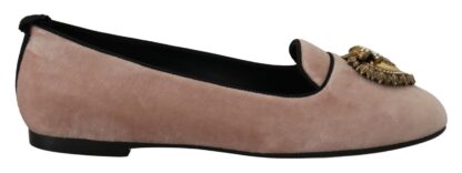 Dolce & Gabbana - Elegant Pink Velvet Devotion Loafers