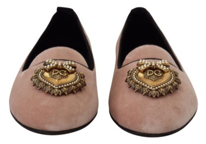 Dolce & Gabbana - Elegant Pink Velvet Devotion Loafers