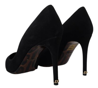 Dolce & Gabbana - Elegant Black Suede Stiletto Heels Pumps