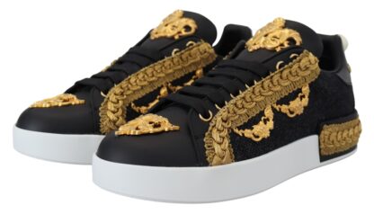 Dolce & Gabbana - Elegant Portofino Leather Sneakers in Black