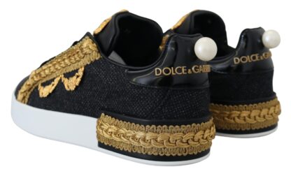 Dolce & Gabbana - Elegant Portofino Leather Sneakers in Black