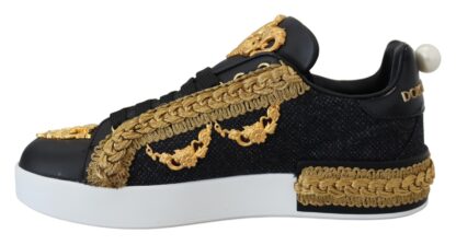 Dolce & Gabbana - Elegant Portofino Leather Sneakers in Black