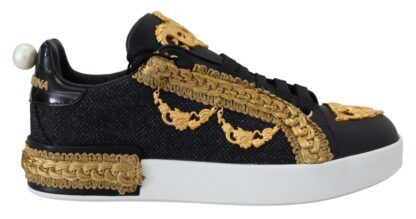 Dolce & Gabbana - Elegant Portofino Leather Sneakers in Black