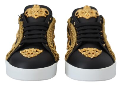 Dolce & Gabbana - Elegant Portofino Leather Sneakers in Black