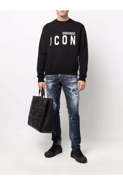 Dsquared² - Elegant Black Cotton Sweater with Contrast Design