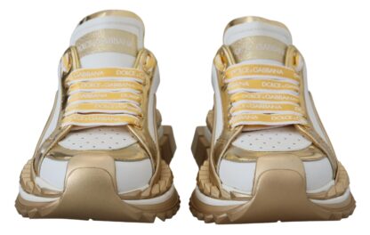 Dolce & Gabbana - Elegant White and Gold Leather Sneakers