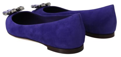 Dolce & Gabbana - Embellished Crystal Purple Suede Flats