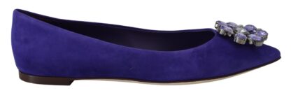 Dolce & Gabbana - Embellished Crystal Purple Suede Flats