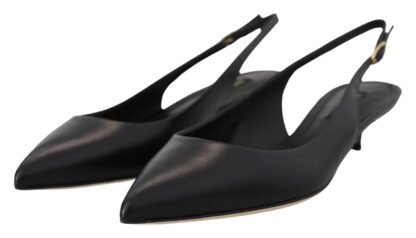 Dolce & Gabbana - Elegant Black Leather Slingback Pumps