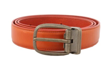 Dolce & Gabbana - Dolce & Gabbana Orange Leather Gold Buckle Men's Belt