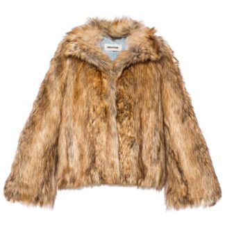 Sandro - Women's Camel Kurt Wool Coat Fur Trim Hood