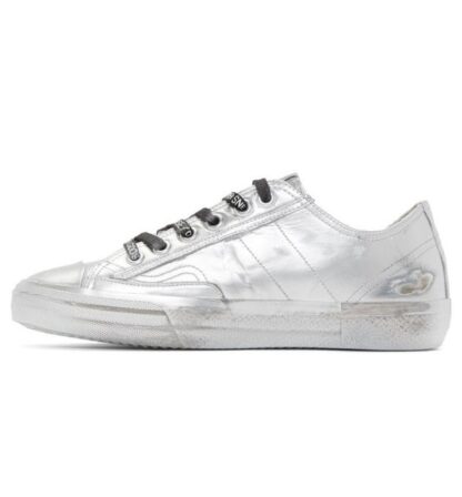 Golden Goose - Metallic Silver Distressed Leather Sneakers