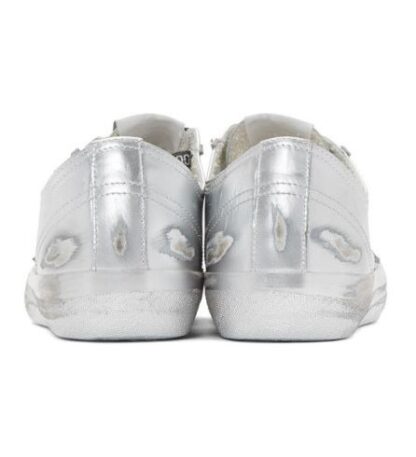 Golden Goose - Metallic Silver Distressed Leather Sneakers