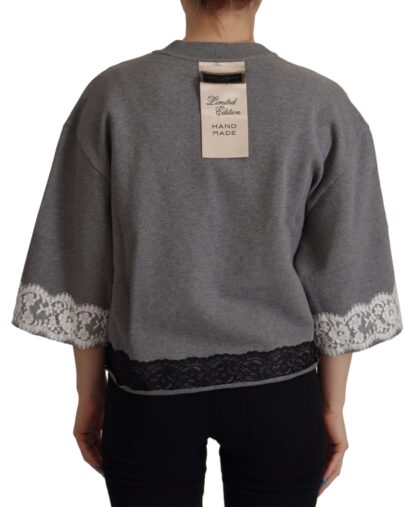 Dolce & Gabbana - Chic Grey Cotton Heart Tee with Bell Sleeves