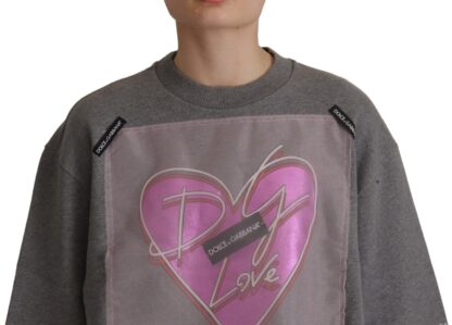 Dolce & Gabbana - Chic Grey Cotton Heart Tee with Bell Sleeves