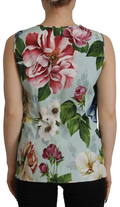 Dolce & Gabbana - Chic Round Neck Sleeveless Tank with Tropical Rose Print