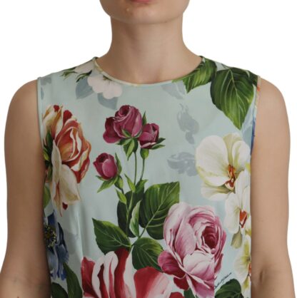 Dolce & Gabbana - Chic Round Neck Sleeveless Tank with Tropical Rose Print