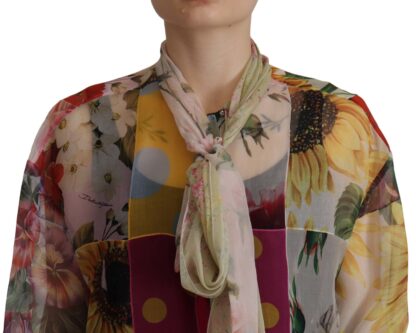 Dolce & Gabbana - Multicolor Silk Ascot Collar Blouse