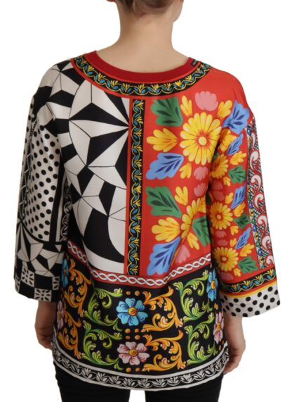 Dolce & Gabbana - Silk Baroque Floral Round Neck Blouse