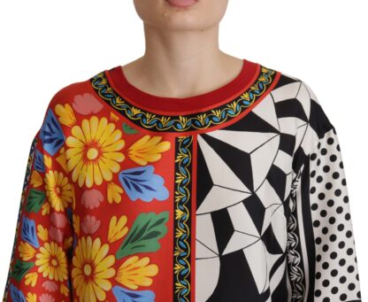 Dolce & Gabbana - Silk Baroque Floral Round Neck Blouse