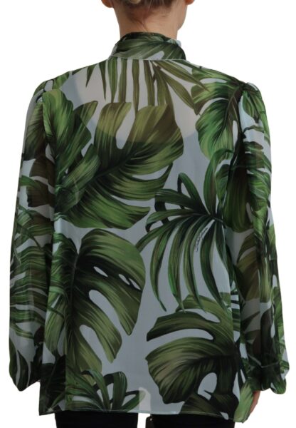 Dolce & Gabbana - Elegant Silk Leaf Print Ascot Blouse