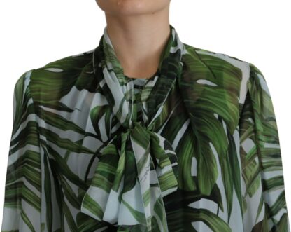 Dolce & Gabbana - Elegant Silk Leaf Print Ascot Blouse