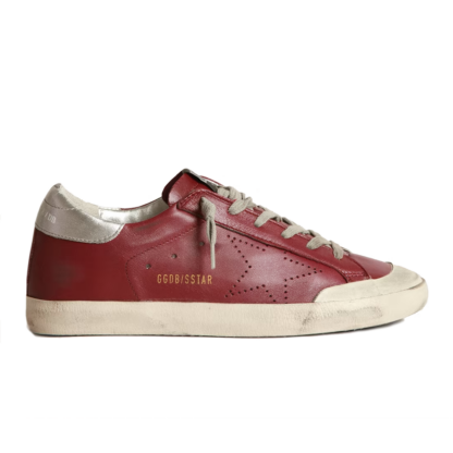 Golden Goose - Radiant Red Calfskin Sneakers with Silver Accents