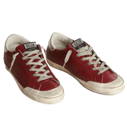 Golden Goose - Radiant Red Calfskin Sneakers with Silver Accents