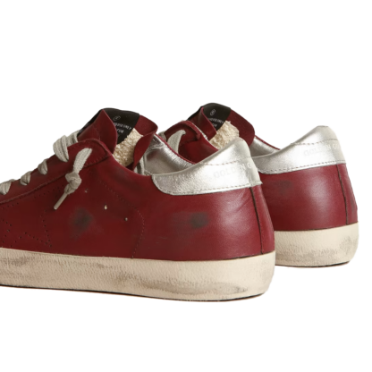 Golden Goose - Radiant Red Calfskin Sneakers with Silver Accents