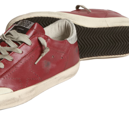 Golden Goose - Radiant Red Calfskin Sneakers with Silver Accents