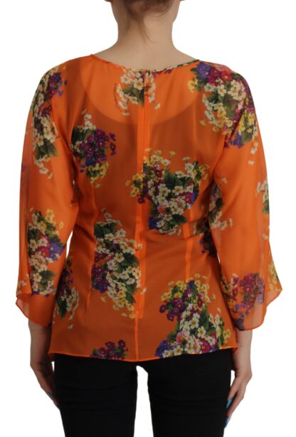 Dolce & Gabbana - Elegant Floral Silk Blouse with Back Zipper