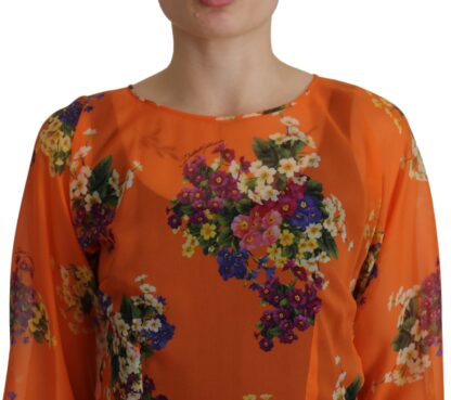 Dolce & Gabbana - Elegant Floral Silk Blouse with Back Zipper