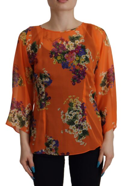 Dolce & Gabbana - Elegant Floral Silk Blouse with Back Zipper