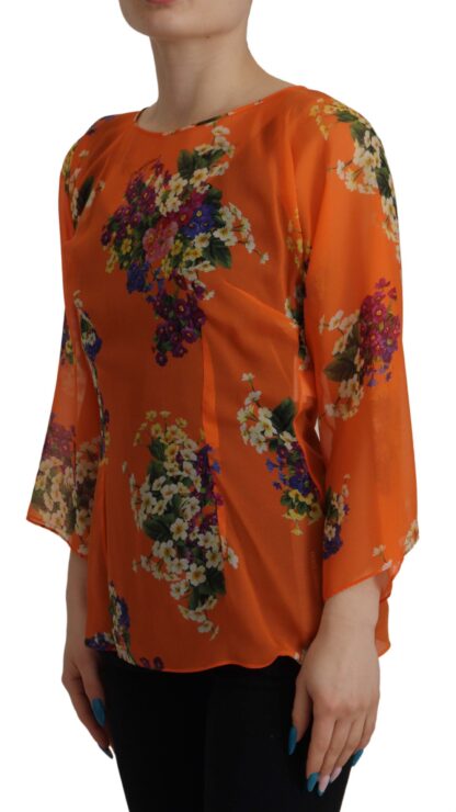 Dolce & Gabbana - Elegant Floral Silk Blouse with Back Zipper