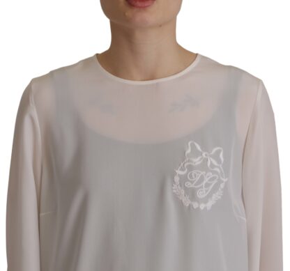 Dolce & Gabbana - Elegant Silk Top with Logo Embroidery